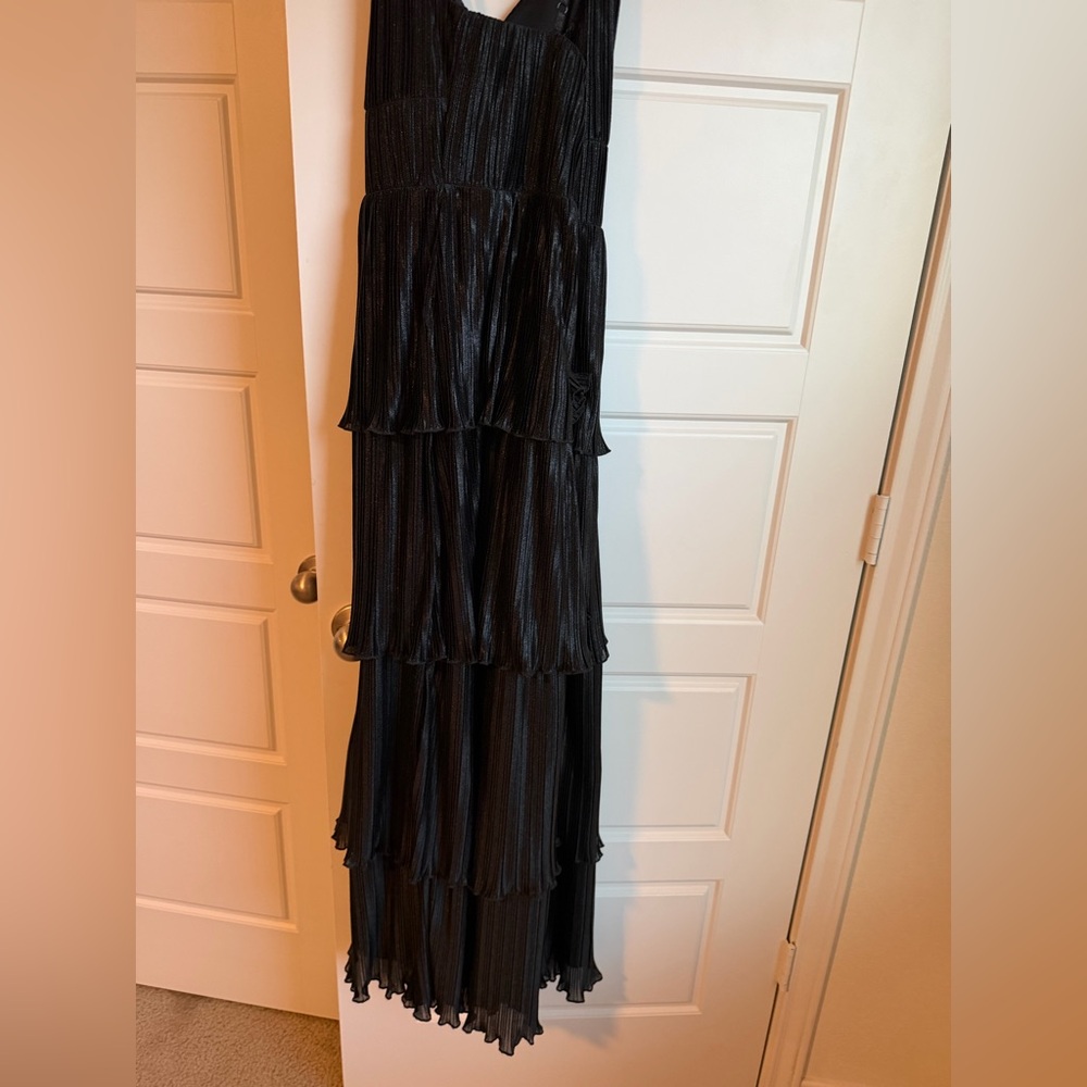 066 Emerald Sundae Black Tiered Ruffle Maxi Dress SZ 14 - Picture 5 of 8